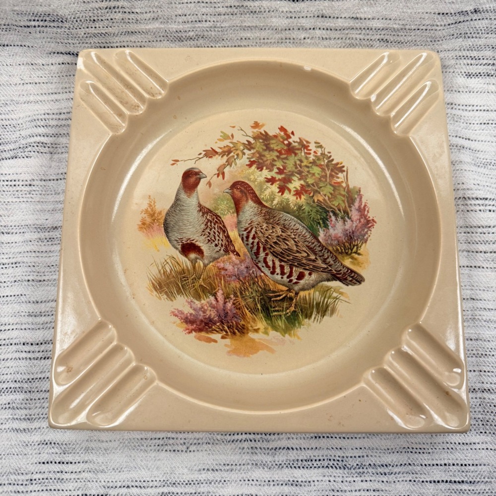 Vintage Hyalyn Birds Ceramic Square Ashtray No 615 MCM Trinket Dish‎ Decor 7.5"